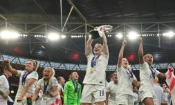 Les Anglaises sacrées championnes d'Europe après leur victoire sur l'Allemagne à Wembley, le 31 juillet 2022 