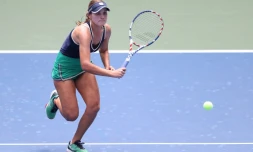 L'Américaine Sofia Kenin face à la Canadienne Leylah Fernandez au 2e tour de l'US Open, à New York, le 3 septembre 2020