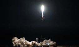 Départ de la fusée Falcon 9 avec la capsule Crew Dragon depuis le centre spatial Kennedy, le 2 mars 2019. La capsule a réussi son amarrage le 3 mars 