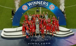Le Bayern Munich sacré champion d'Europe à l'issue de sa victoire sur le PSG en finale de Ligue des champions à Lisbonne, le 23 août 2020
