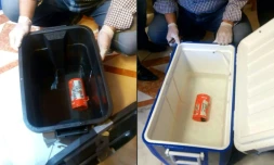 Photos fournies par l'aviation civile égyptienne le 17 juin 2016 des deux boßtes noires du vol Egyptair qui s'est abßmé en Méditerranée en mai dernier