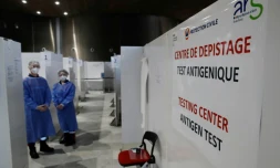 Cellule de dépistage du Covid-19 à l'aéroport de Roissy, le 5 février 2021