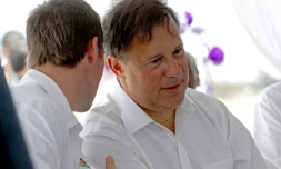 Le Président du Panama, Juan Carlos Varela, à Colon à 80 km de Panama, le 4 avril 2016