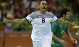 Le handballeur français Daniel Narcisse lors du quart de finale contre le Brésil, le 17 août 2016 aux JO de Rio