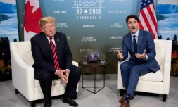 Le président américain Donald Trump et le Premier ministre canadien Justin Trudeau à La Malbaie (Canada) le 8 juin 2018.