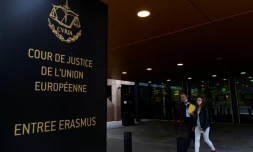 L'entrée de la Cour de justice de l'Union européenne, le 5 octobre 2015 à Luxembourg
