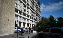 La police sur les lieux de la "tentative d'assassinats terroriste" contre des militaires de l'opération Sentinelle à Levallois-Perret, dans les Hauts-de-Seine, le 9 août 2017