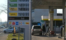 Une station-service Ă Mulhouse, le 8 mars 2022