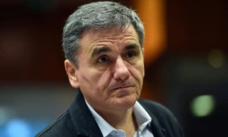 Le ministre grec des Finances Euclide Tsakalotos à Bruxelles le 10 novembre 2015