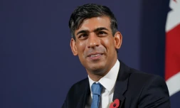Le Premier ministre britannique Rishi Sunak à Bletchley Park (centre de l'Angleterre) au deuxième jour du premier sommet mondial sur les risques de l'intelligence artificielle (IA), le 2 novembre 2023