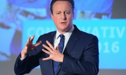 David Cameron devant les délégués du parti conservateur le 9 avril 2016 à Londres
