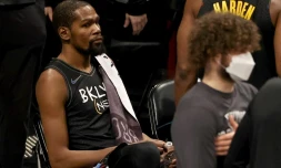 Kevin Durant, joueur star des Brooklyn Nets, pendant le match de NBA contre les Toronto Raptors le 5 février 2021 au Staples Center