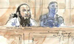 Croquis d'audience montrant Abdelkader Merah à la cour d'Assises de Paris le 2 octobre 2017