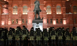 Des forces de police déployées à Moscou, le 2 février 2021