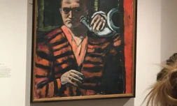 "Autoportrait avec corne " du peintre Max Beckmann au Metropolitan Museum of Art à New-York dans une exposition temporaire, le 17 octobre 2016