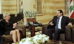 Marine Le Pen et le Premier ministre libanais Saad Hariri à Beyrouth, le 20 février 2017
