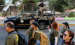 Des militaires et des membres des milices bolivariennes Ă Caracas, le 7 janvier 2025