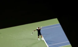 Le Suisse Roger Federer face à son compatriote Stan Wawrinka lors des quarts de finale du tournoi de Cincinnti, dans l'Ohio, le 17 août 2018