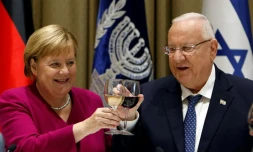 La chancelière allemande Angela Merkel et l'alors président israélien Reuven Rivlin à Jérusalem, le 4 octobre 2018