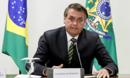 Le président brésilien Jair Bolsonaro lors d'une réunion avec les gouverneurs des Etats amazoniens, le 27 août 2019 à Brasilia