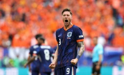 Wout Weghorst, auteur du but de la victoire pour les Pays-Bas face Ă la Pologne Ă l'Euro, le 16 juin 2024 Ă Hambourg