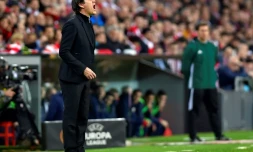 L'entraîneur de Marseille, Rudi Garcia, lors du 8e de finale retour de l'Europa League face à l'Athletic Bilbao, à Bilbao, le 15 mars 2018