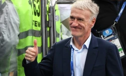 L'entraîneur Didier Deschamps après la qualification de la France en demi-finale du Mondial le 6 juillet 2018