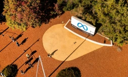 Vue aérienne du logo de Meta à Menlo Park le 28 octobre 2021