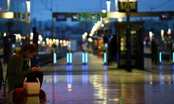 A la Gare Saint-Charles à Marseille le samedi 7 avril 2018, à la veille du troisiÚme jour de grÚve contre la réforme de la SNCF