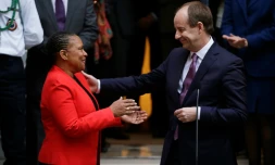 Passation de pouvoir entre Christiane Taubira et Jean-Jacques Urvoas Ă Paris le 27 janvier 2016