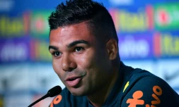 Le milieu de l'équipe du Brésil Casemiro en conférence de presse, le 29 juin 2018 à Sotchi