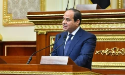 Photo diffusée le 2 juin 2018 par la présidence égyptienne montrant le président Abdel Fattah al-Sissi lors de sa prestation de serment au Parlement au Caire après sa réélection en mars