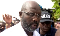L'ex-star du foot et sénateur George Weah, le 26 décembre 2017 à Monrovia
