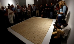 Une installation à partir de morceau de savon intitulée "la Palestine après Oslo" lors de l'exposition "Jérusalem vit" au Musée palestinien à Bir Zeit, en Cisjordanie, le 26 août 2017