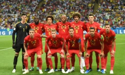 L'équipe de Belgique avant le quart de finale du Mondial contre le Brésil, le 6 juillet 2018 à Kazan 