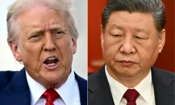 Le président américain Donald Trump (à gauche), le 3 avril 2025 en Floride, à Miami, et le président chinois Xi Jinping (à droite), le 5 mars 2025 à Pékin