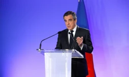 François Fillon fait une déclaration sur la lutte contre le terrorisme à son QG de campagne le 21 avril 2017