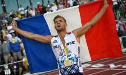 Le Français Kevin Mayer sacré champion du monde de décathlon, à Eugene (Oregon), le 24 juillet 2022