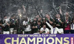 Les Sud-Africains fêtent leur victoire en Coupe du monde de rugby à Yokohama, le 2 novembre 2019