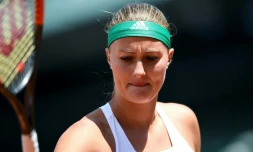 La Française Kristina Mladenovic face à la Suisse Timea Bacsinszky, le 6 juin 2017 à Roland-Garros