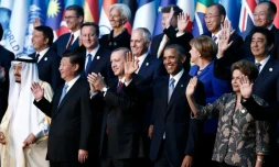 Une photo de famille de quelques uns des chefs d'Etat réunis le 15 novembre 2015 pour le G20 à Antalya, au sud de la Turquie
