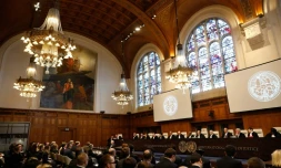 Audience à la Cour internationale de Justice (CIJ) concernant la requête de l'Ukraine contre la Russie accusée de "terrorisme" à La Haye, le 6 mars 2017 