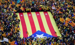 Des indépendantistes catalans manifetsent à Bruxelles, le 7 décembre 2017