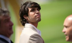 Le joueur de tennis espagnol Carlos Alcaraz avant la finale de la Coupe du monde 2026 opposant l'Espagne à l'Argentine, le 19 juillet 2026, à East Rutherford (New Jersey)
