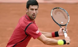 Le Serbe Novak Djokovic lors de sa demi-finale contre l'Autrichien Dominic Thiem, le 3 juin 2016 à Roland-Garros