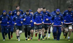 Le XV de France à l'entraînement au centre national de rugby de Marcoussis, le 12 février 2016
