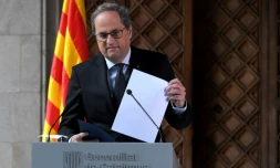 Le président indépendantiste de la Catalogne, Quim Torra, lors d'une conférence de presse à Barcelone, le 29 janvier 2019.