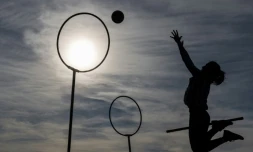 Une joueuse de quidditch, lors des Championnats de France à Nantes, le 22 février 2022