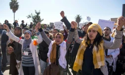 Des enseignants stagiaires marocains participent à la manifestation contre la corruption, le 29 janvier à Rabat