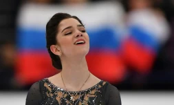 La Russe Evgenia Medvedeva sacrée championne du monde de patinage artistique, le 31 mars 2017 à Helsinki, en Finlande